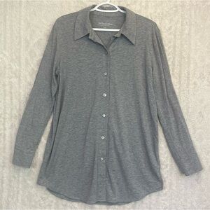 Soft Surroundings Women's Gray Jersey Knit Button Down Soft Cozy Sz S Casual
